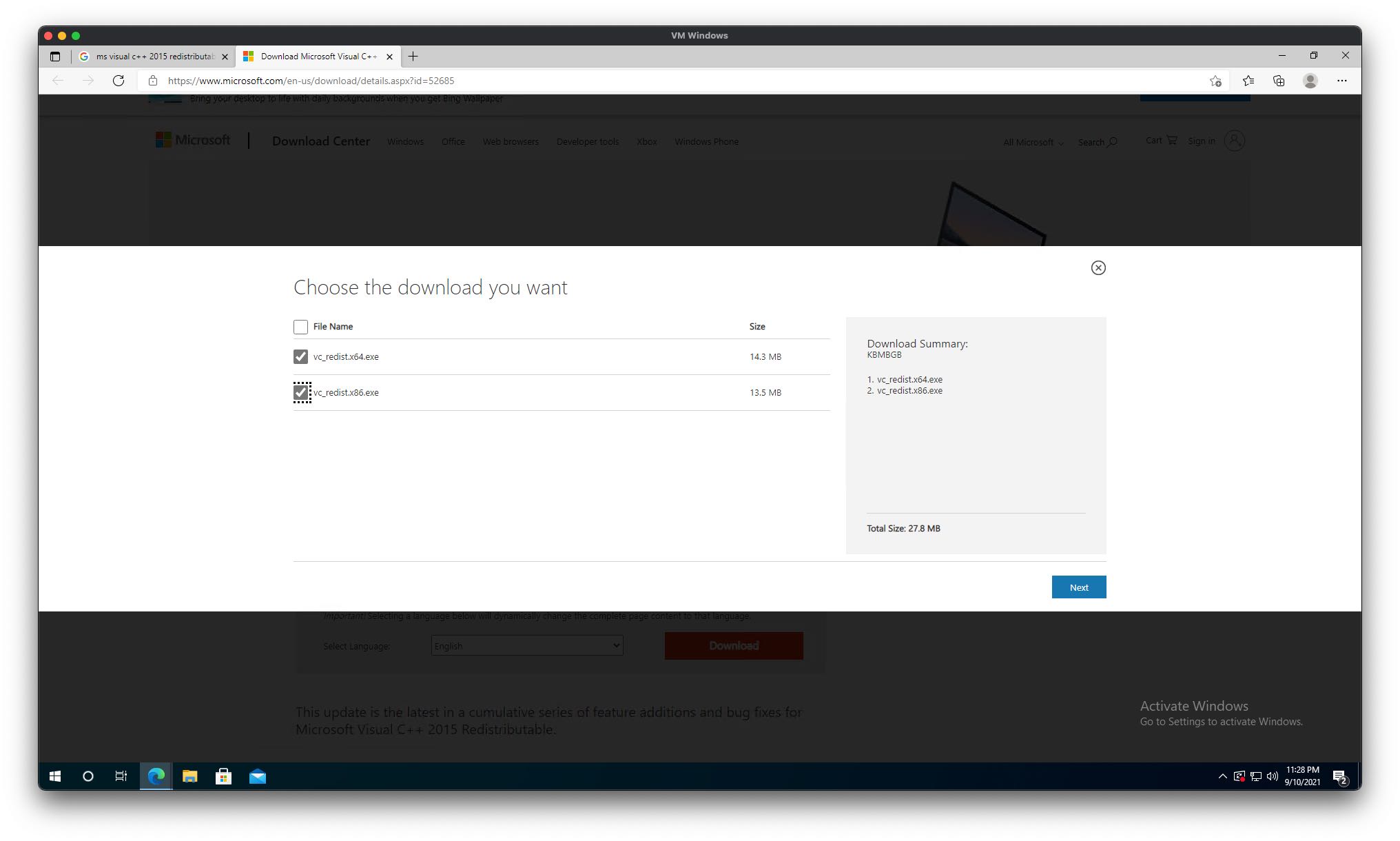 redistributable download popup
