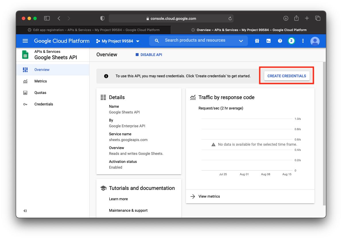 google api credential creation screen